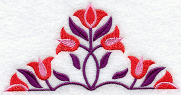 Triple Tulips Quilt Block - Half Lg