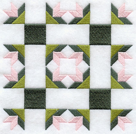 Sage Bud Quilt Block - 4 Block Lg