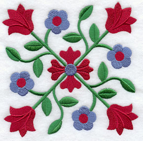 Rose and Tulip Quilt Block 1 - Lg