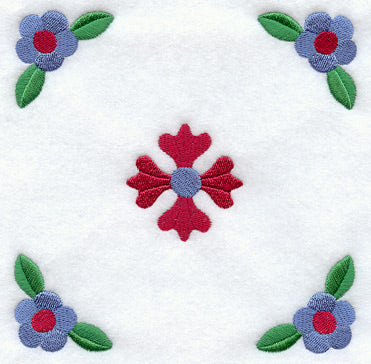 Rose and Tulip Quilt Block 2 - Lg