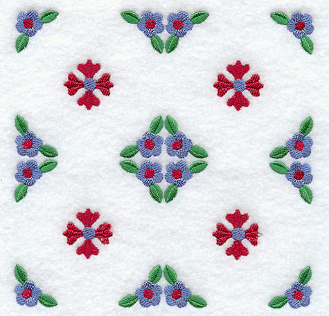 Rose and Tulip Quilt Block 2 - 4 Block Lg