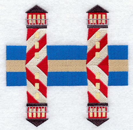 Lighthouse Quilt Block 2 - 4 Block Lg