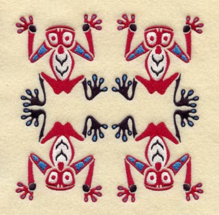 Creation Frog Quilt Block - 4 Block Lg