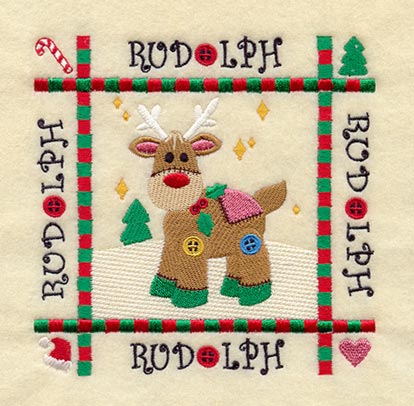 Rudolph Quilt Block - Lg