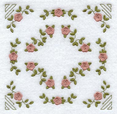 Heirloom Rose Quilt Block - Lg