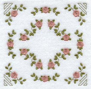 Heirloom Rose Quilt Block - Lg