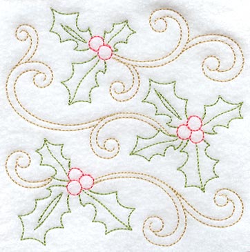 Holly Square (Redwork)