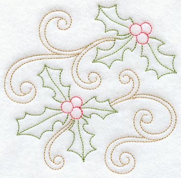 Holly Circle (Redwork)