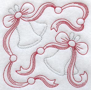 Bells and Bows Square (Redwork)