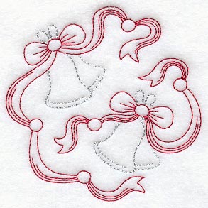 Bells and Bows Circle (Redwork)