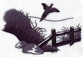 Pheasant in Flight Silhouette Scene