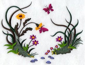 Field of Butterflies Silhouette Scene