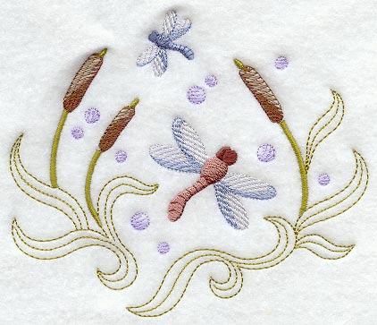 Dragonfly and Cattails Floral Fashion