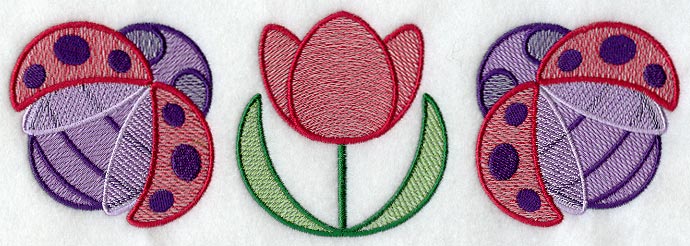 Warm Weather Ladybug and Tulip Trio