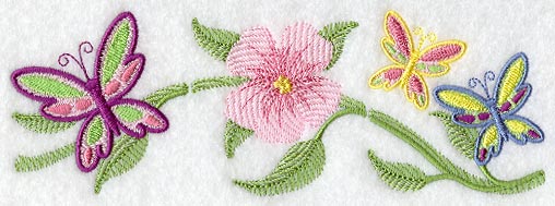 Fanciful Butterflies and Flower Trio