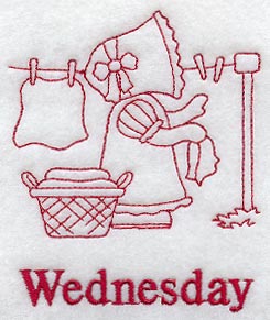 Sunbonnet Sue on Wednesday (Redwork)