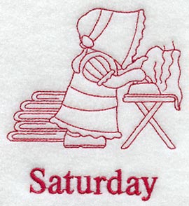 Sunbonnet Sue on Saturday (Redwork)