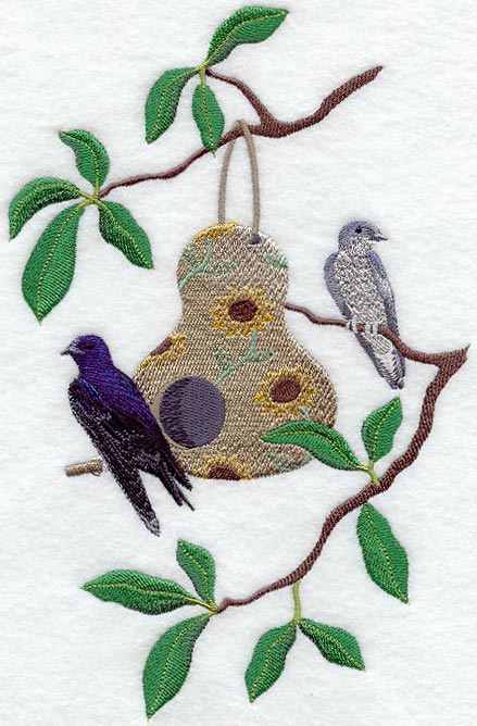 Seasonal Birdhouse - Purple Martins in Summer