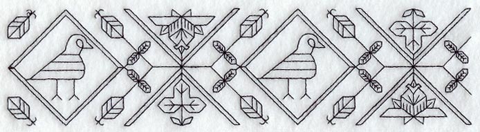 Birds and Blooms Border (Blackwork)