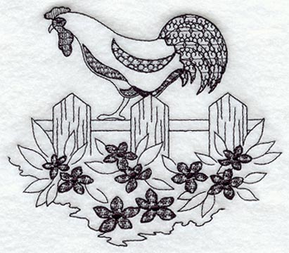 Rooster Scene (Blackwork)