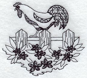 Rooster Scene (Blackwork)