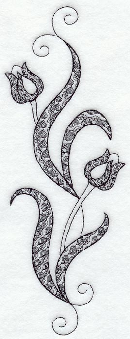 Tulip Spray (Blackwork)