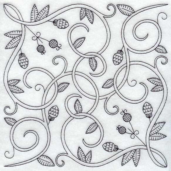 Scrolling Vines Square (Blackwork)