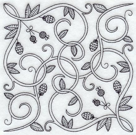 Scrolling Vines Square (Blackwork)