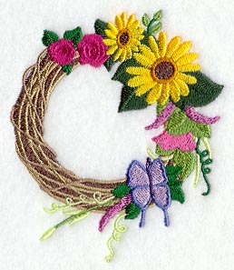 Butterfly and Flowers Wreath