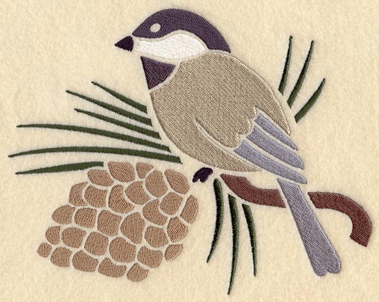 Chickadee and Pine Cone