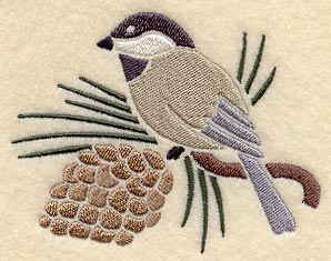 Chickadee and Pine Cone