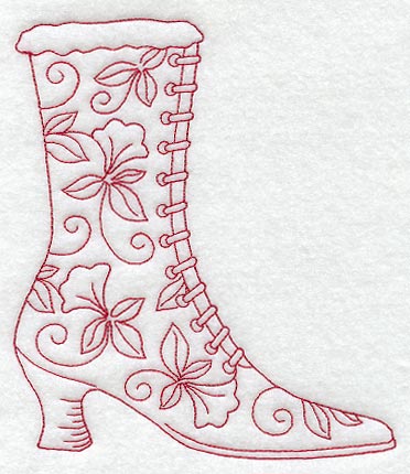 Victorian Laced Boot (Redwork)