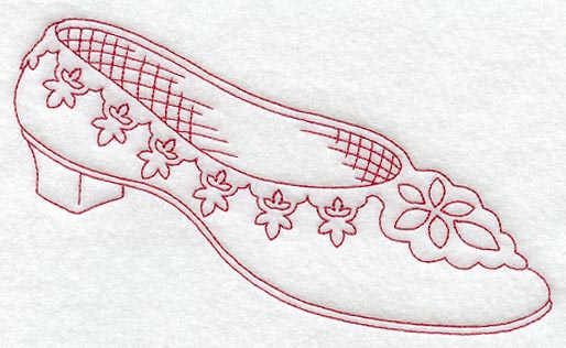 Victorian Slipper Shoe (Redwork)