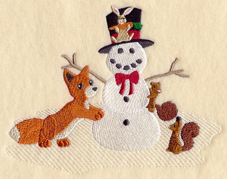 Snowman Woodland Scene