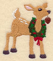Decorating Deer with Wreath