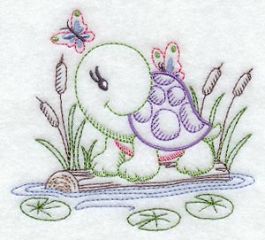 Turtle and Butterflies (Vintage)