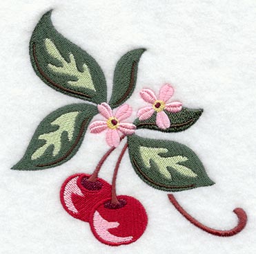 Sweet Cherries with Blossoms Corner