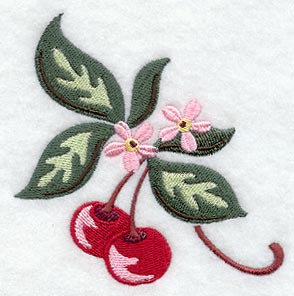 Sweet Cherries with Blossoms Corner