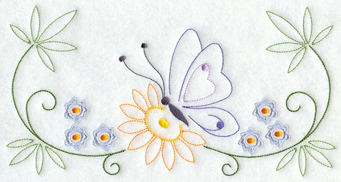 Butterfly and Flower Rectangle (Vintage)