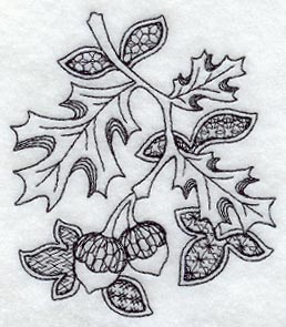Autumn Leaves and Acorns (Blackwork)
