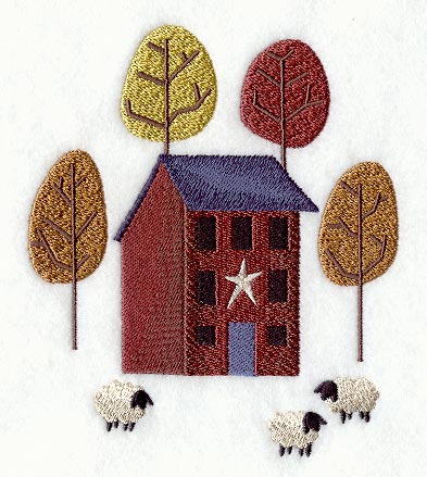 Saltbox House with Sheep
