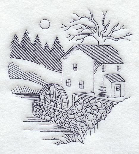 Mill and Country Scene