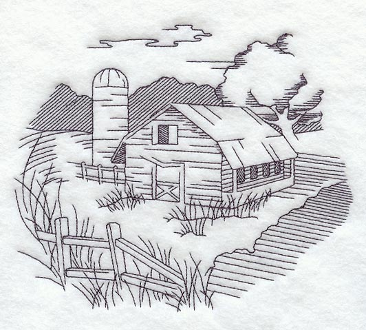 Barn and Country Scene
