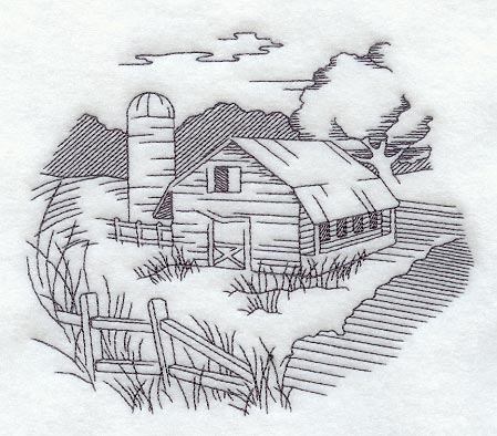 Barn and Country Scene