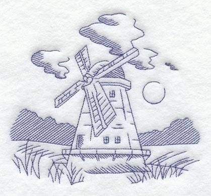 Windmill and Country Scene
