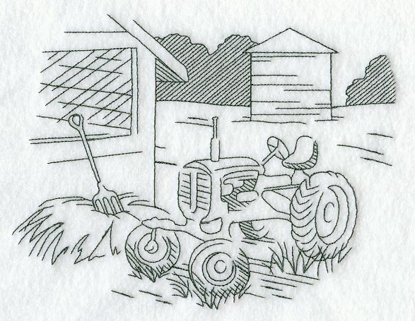 Tractor and Country Scene