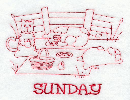 Farm and Country Sunday (Redwork)