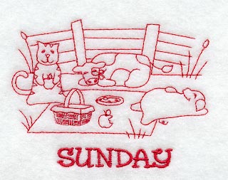 Farm and Country Sunday (Redwork)