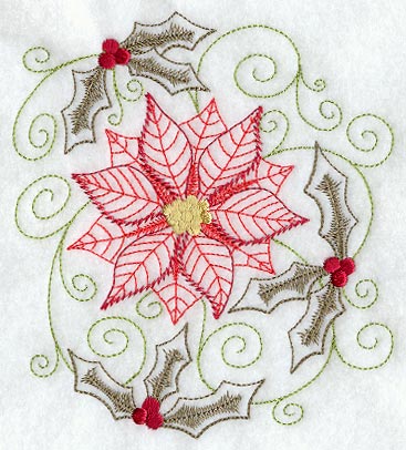 Christmas Poinsettia and Holly (Vintage)