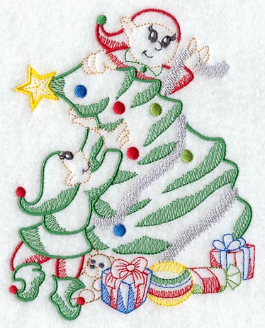 Santa's Elves and Christmas Tree (Vintage)